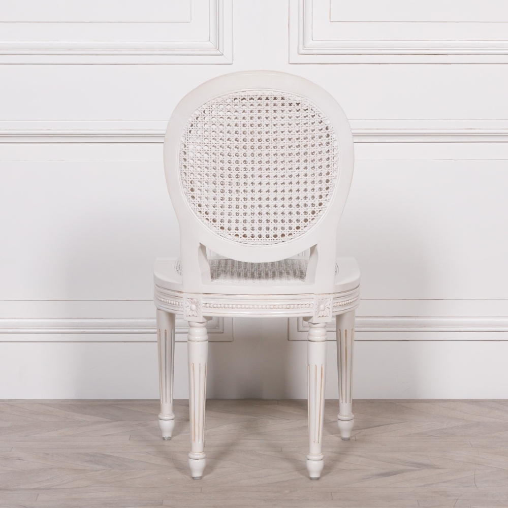 Product photograph of Lomira French Antique Style White Rattan Dinning Chair from Choice Furniture Superstore.